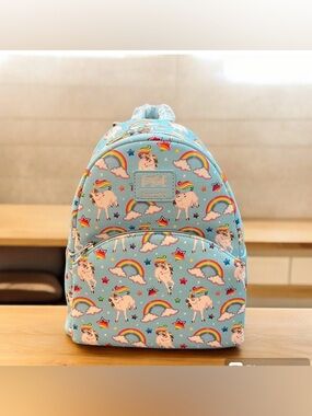 Loungefly Lisa Frank Markie Unicorn All over Print Mini Backpack Rainbow PRIDE
